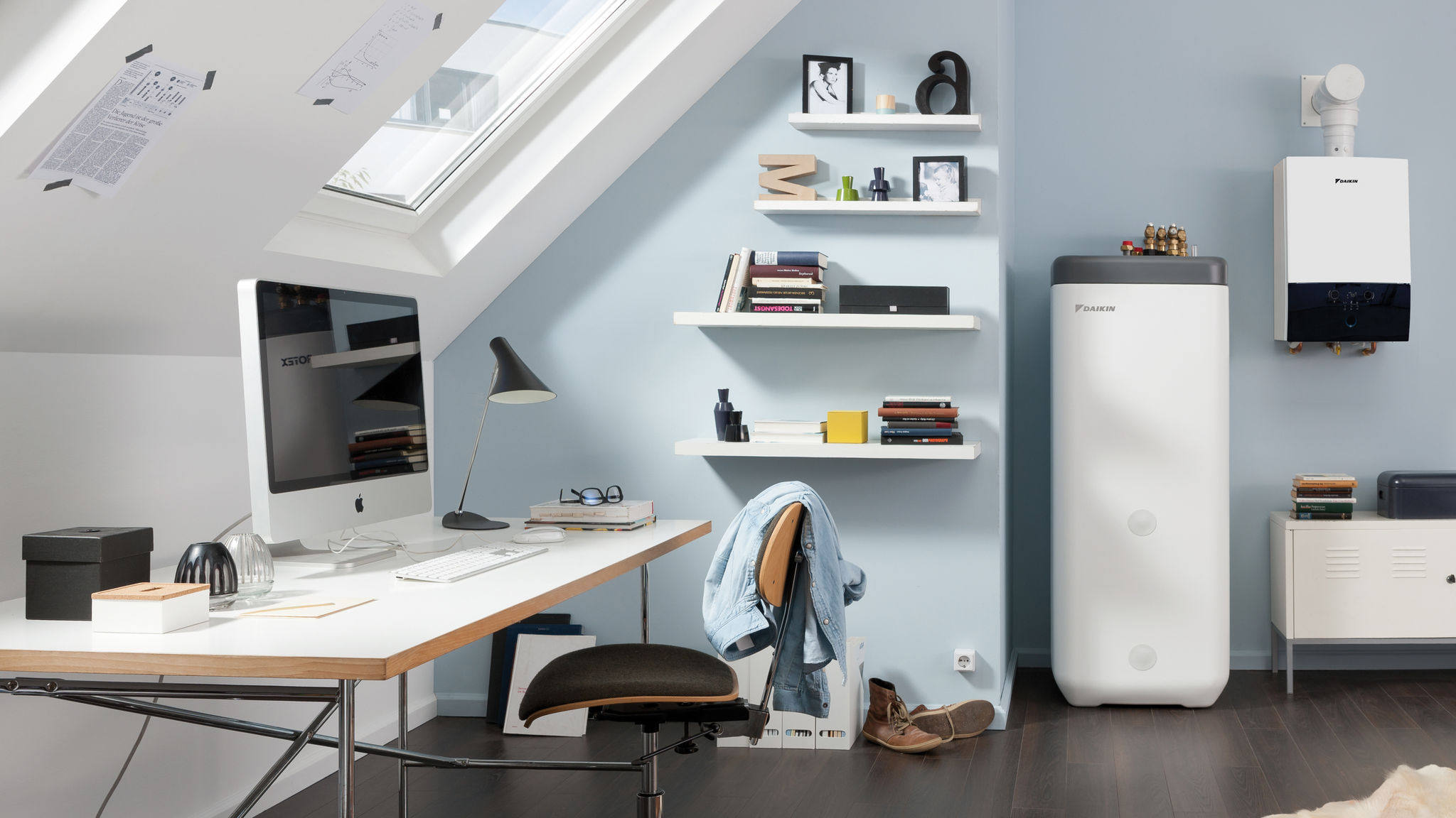 Zásobník teplé vody Daikin umístěný ve společné ložnici