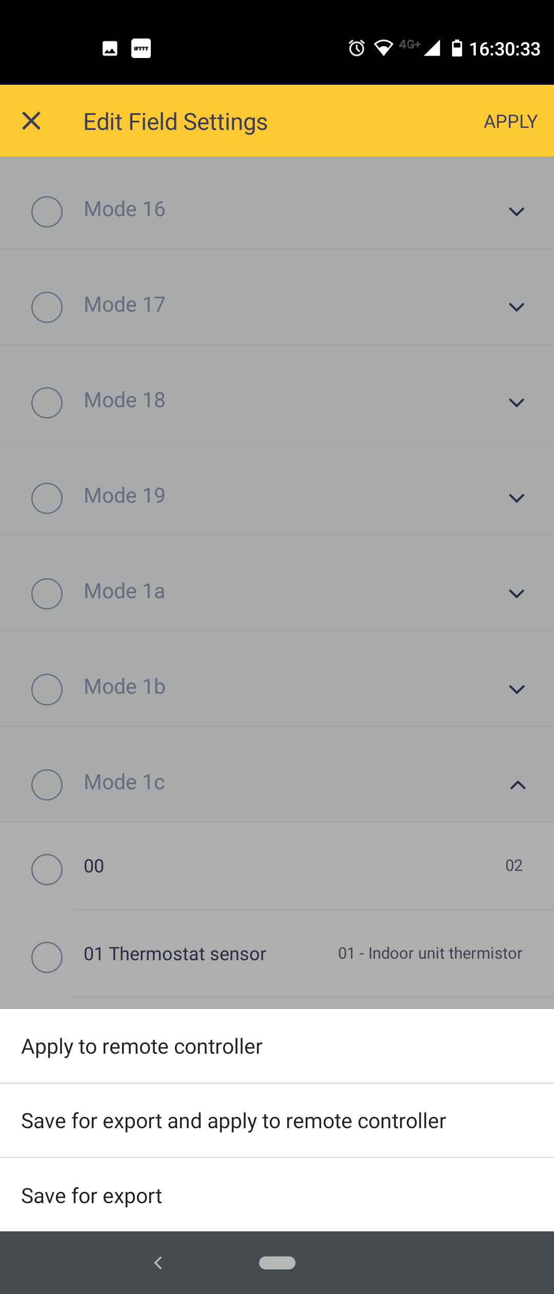 Volba Apply Remote Controller (Použít na dálkový ovladač) aplikace Madoka Assistant